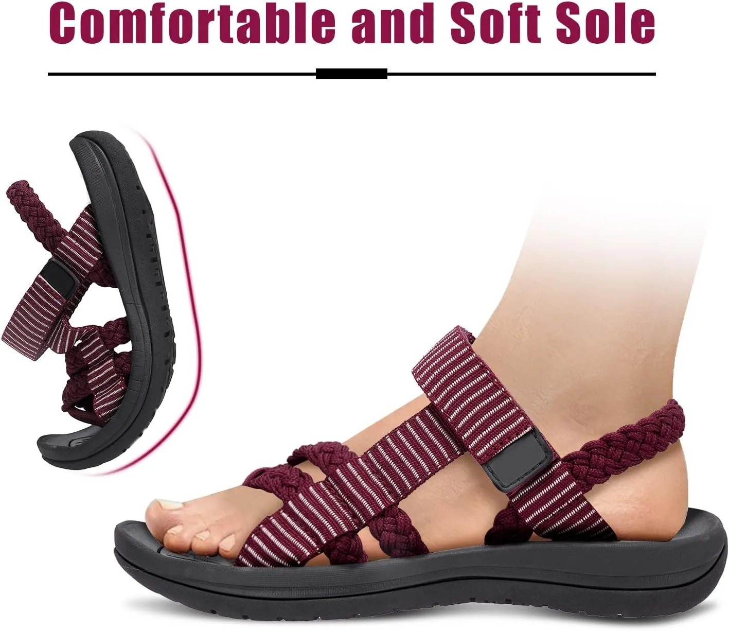 CAMEL CROWN Women's Hiking Sandals Comfortable Walking Sandals for Women Flip Flop Sandals Athletic Sport Sandals