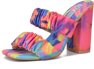 Cape Robbin Women's Chunky High Heels - Strappy Square Open Toe Sandals (RIE Del)