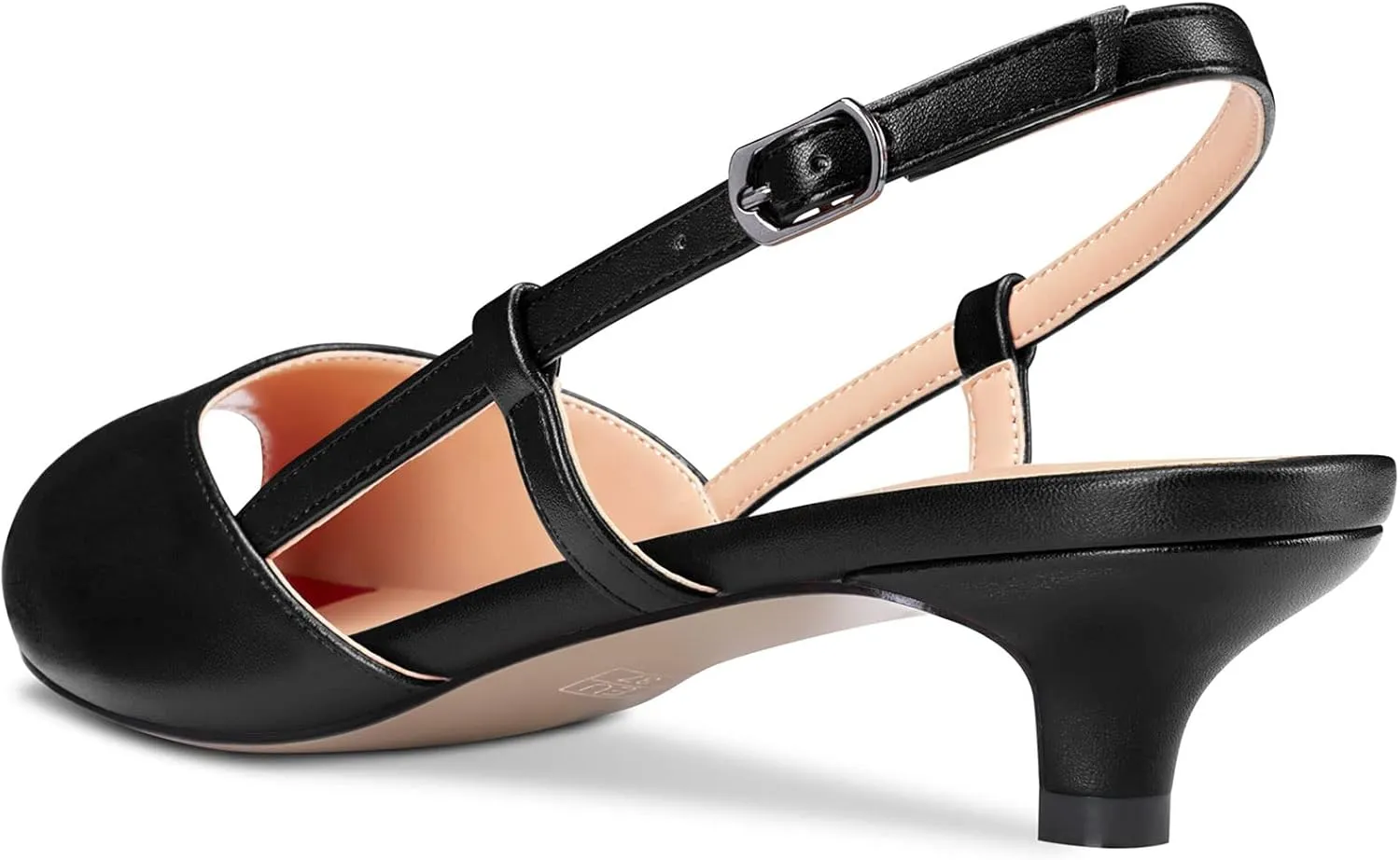 Castamere Women Low Kitten Heel Peep Open Toe Slip-on Slingback Sandals Casual Dress 1.2 Inches Heels