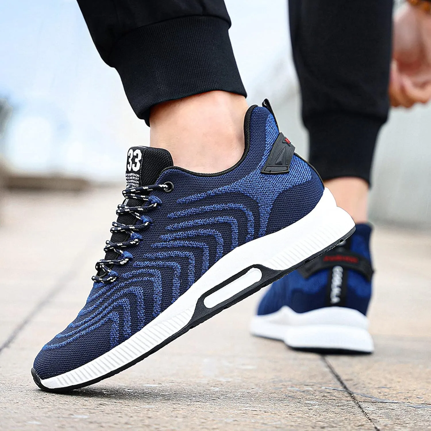 CERYTHRINA Men Elevator Sneakers Invisible Height Increasing Elevator Shoes Sports Shoes 2.36 Inches Breathable Lace up Sneakers