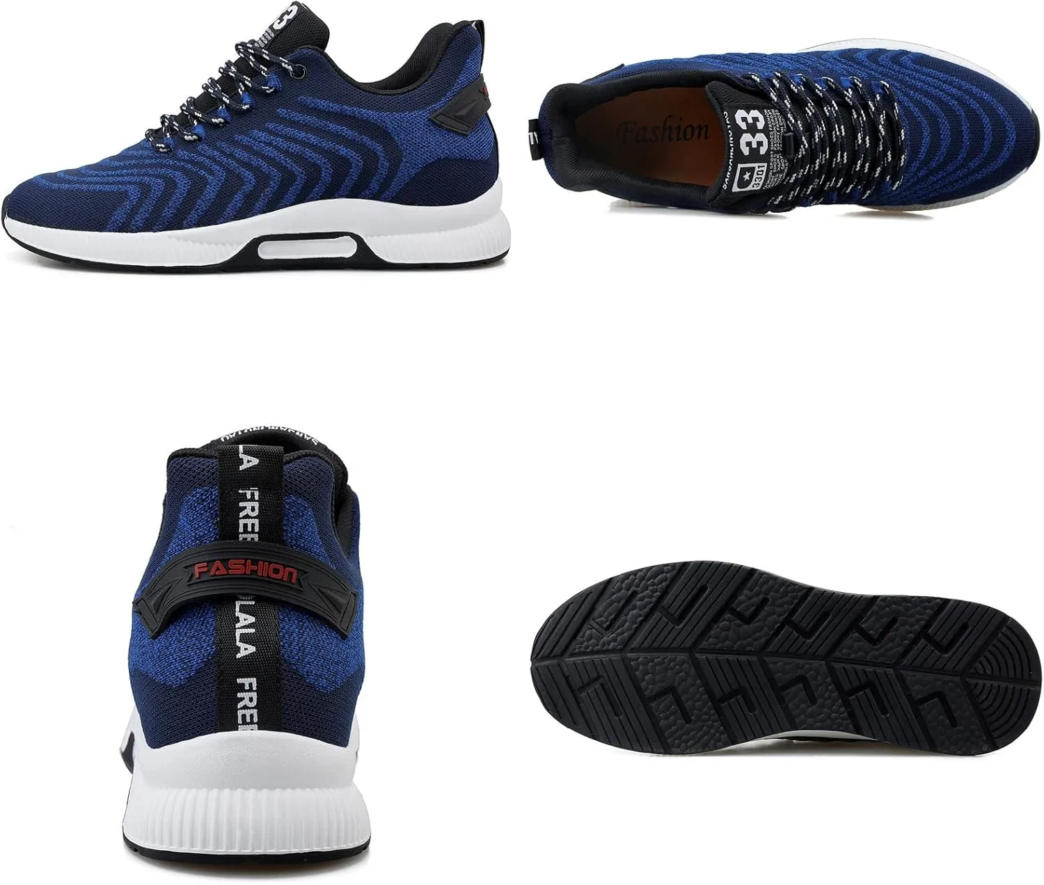 CERYTHRINA Men Elevator Sneakers Invisible Height Increasing Elevator Shoes Sports Shoes 2.36 Inches Breathable Lace up Sneakers