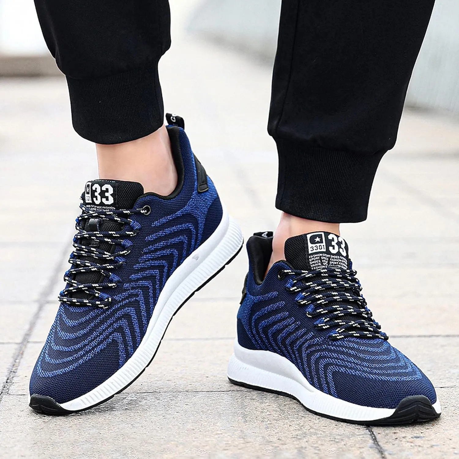 CERYTHRINA Men Elevator Sneakers Invisible Height Increasing Elevator Shoes Sports Shoes 2.36 Inches Breathable Lace up Sneakers