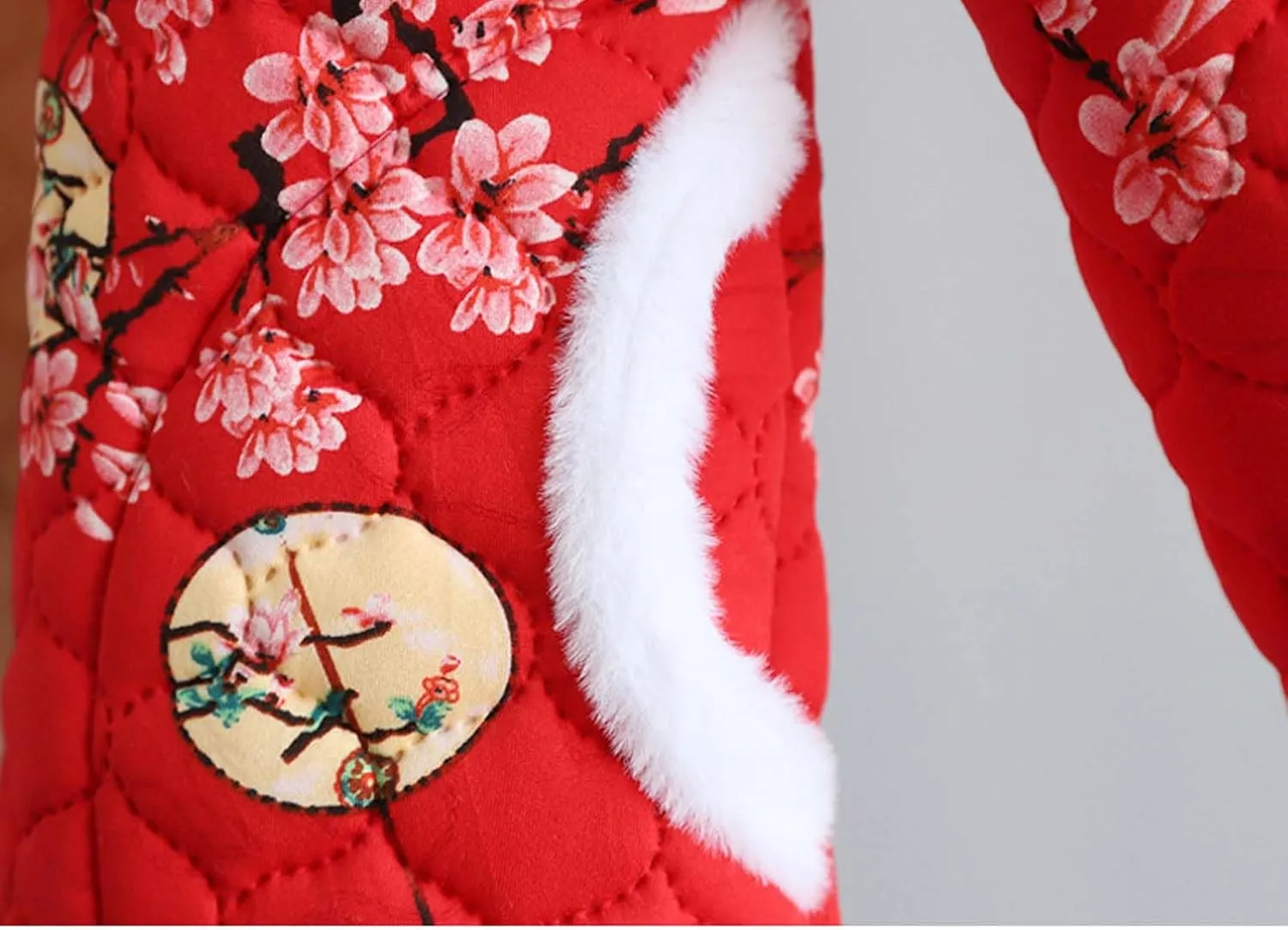 Chinese style Northeast large flower pattern thick cotton jacket retro women's Northeast short cotton jacket