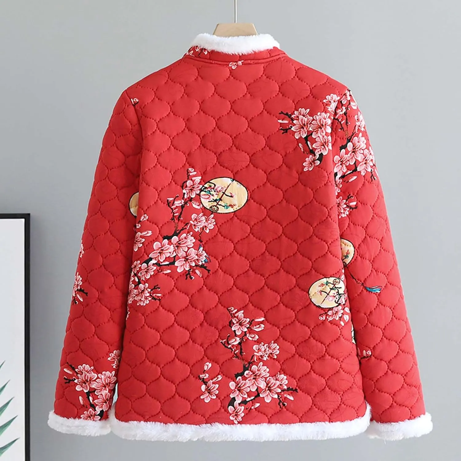 Chinese style Northeast large flower pattern thick cotton jacket retro women's Northeast short cotton jacket