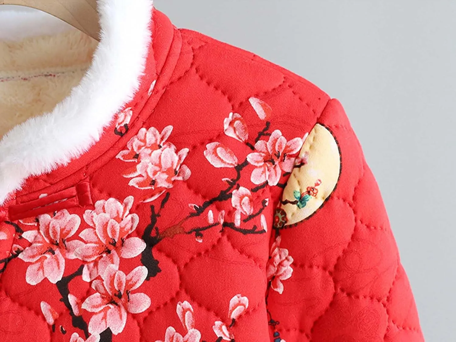 Chinese style Northeast large flower pattern thick cotton jacket retro women's Northeast short cotton jacket