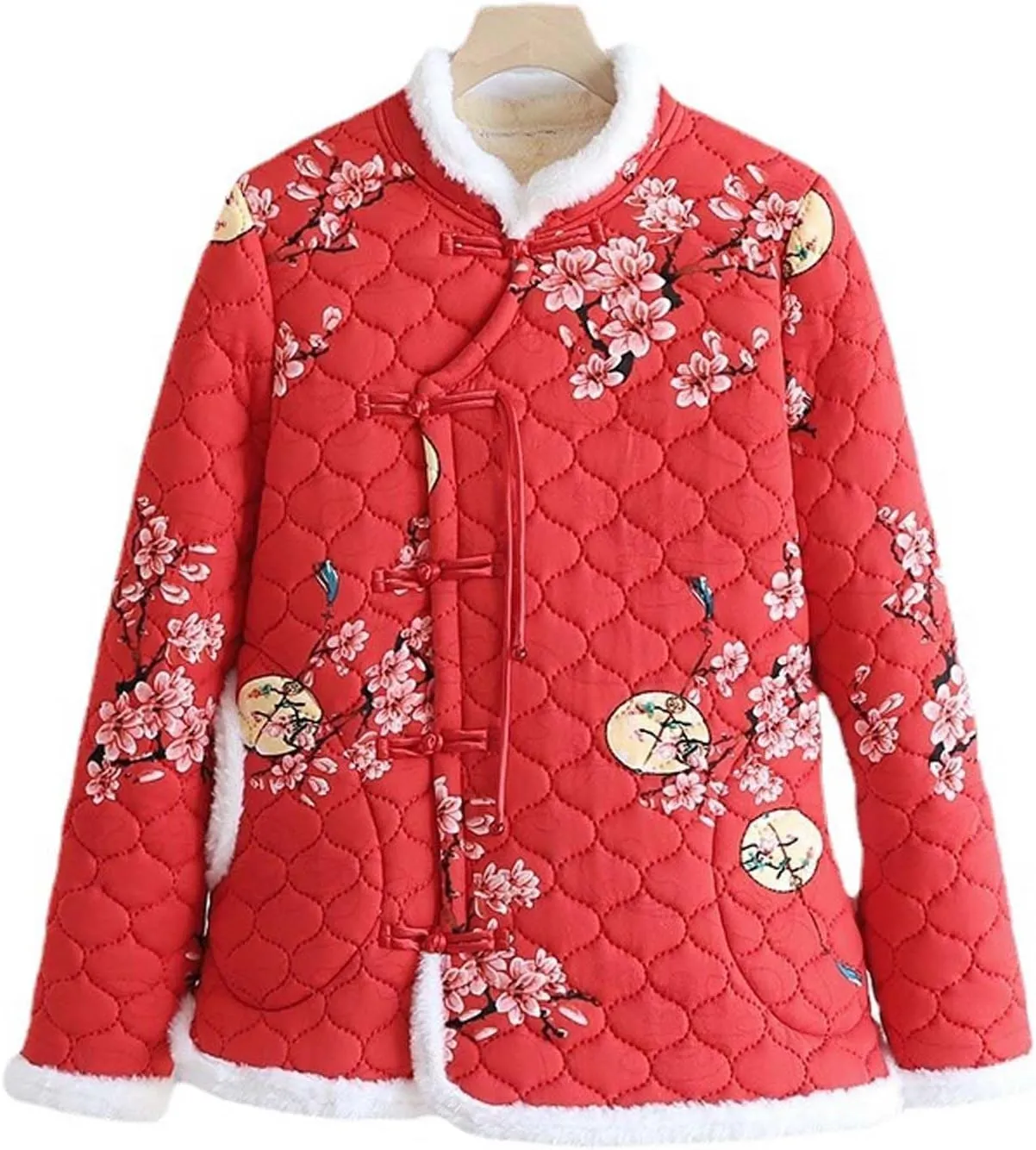 Chinese style Northeast large flower pattern thick cotton jacket retro women's Northeast short cotton jacket