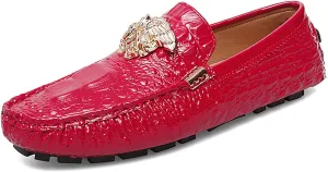 CHUUMEE Fashion Crocodile Pattern Men's Driving Penny Loafers Leather Moccasin Slip-On Casual Dress Boat Shoes