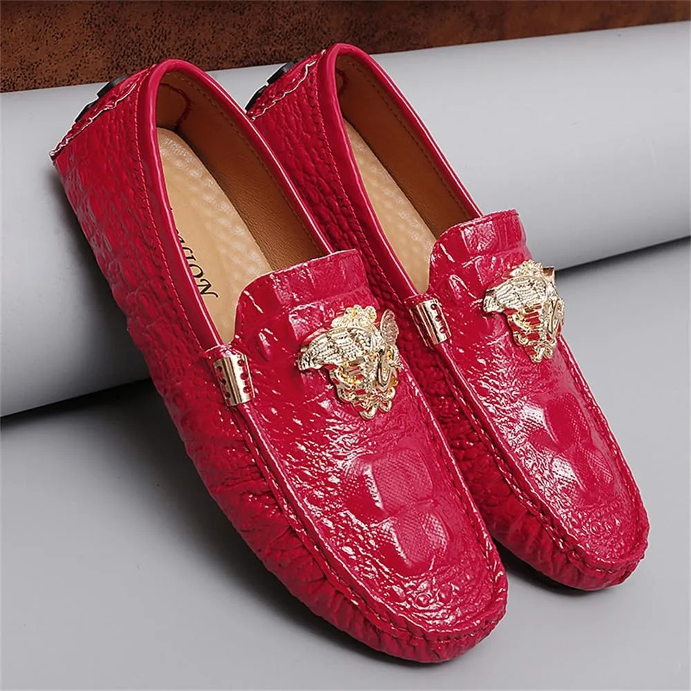 CHUUMEE Fashion Crocodile Pattern Men's Driving Penny Loafers Leather Moccasin Slip-On Casual Dress Boat Shoes