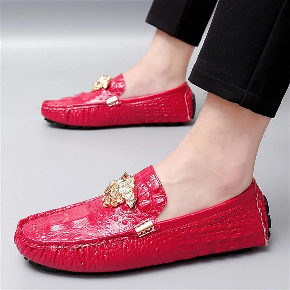 CHUUMEE Fashion Crocodile Pattern Men's Driving Penny Loafers Leather Moccasin Slip-On Casual Dress Boat Shoes