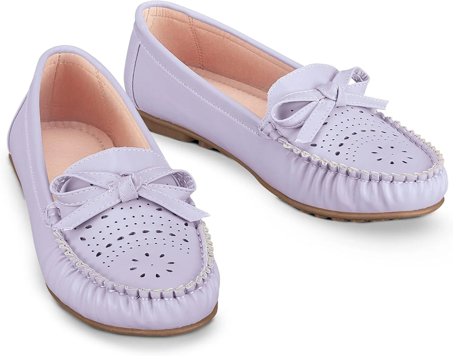 Collections Etc Women's Perforated Moccasin Shoes Lavender 10
