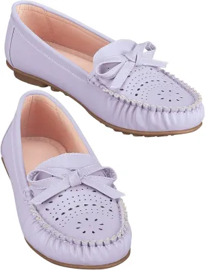 Collections Etc Women's Perforated Moccasin Shoes Lavender 10