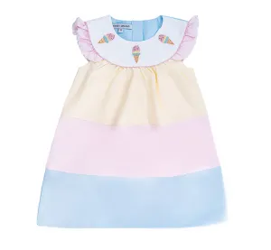 Colorblock Embroidered Ice Cream Dress