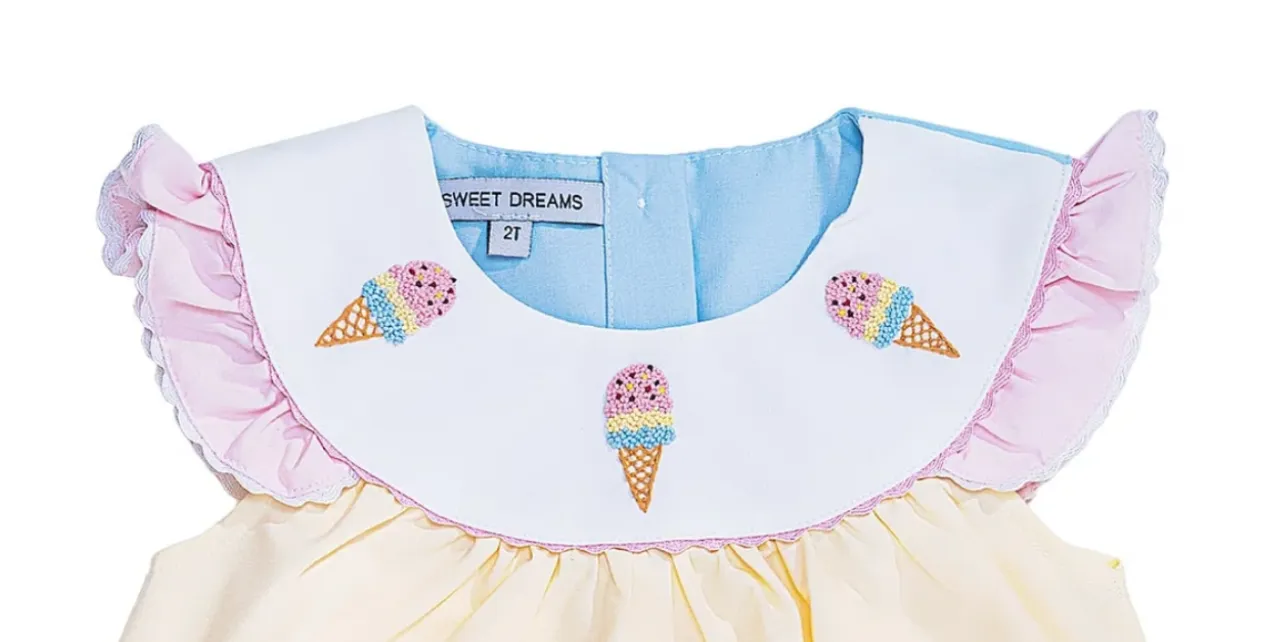 Colorblock Embroidered Ice Cream Dress