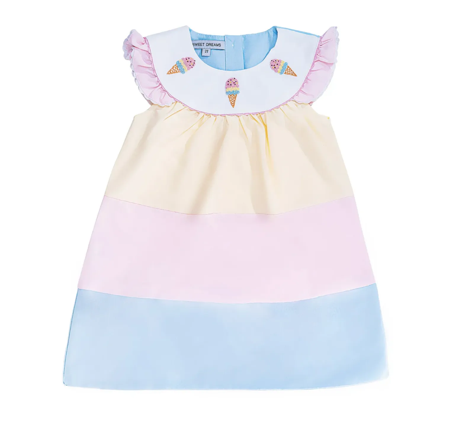Colorblock Embroidered Ice Cream Dress