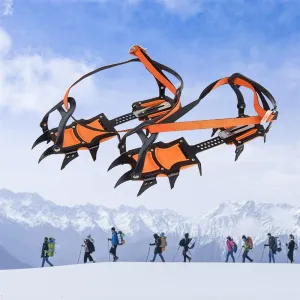 Crampons for Mountaineering Outdoor 12-Tooth Ice Climbing Crampons, Teeth Ice Crampons Snow Skid Spikes Winter Shoe Cover Clips for Hiking Climbing Fishing Jogging