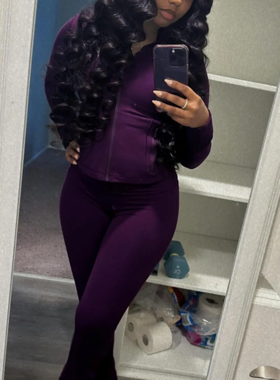 cu4eve Womens Two Piece Outfits Fall Workout Zip Up Sweatshirt And Jogger Flare Yoga Pants Gym Sweat Suits 2 Piece Set