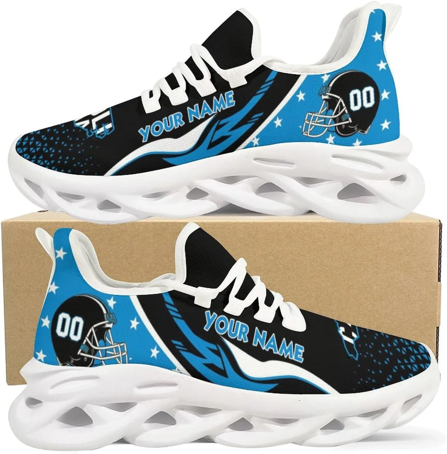 Custom Football Sneakers City Sports Slip-on Shoes Personalized Name Number, Gifts for Football Fans Men Women