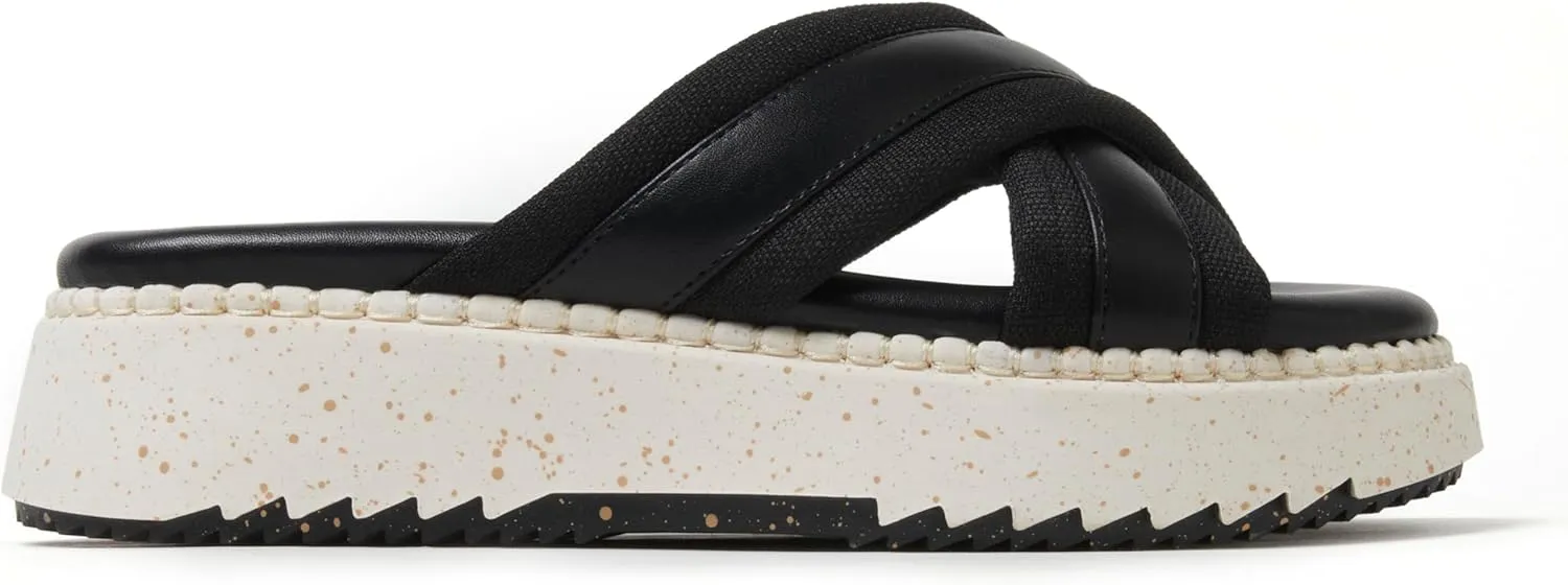 Dearfoams Women's Daisy Wedge Platform Slide Sandal