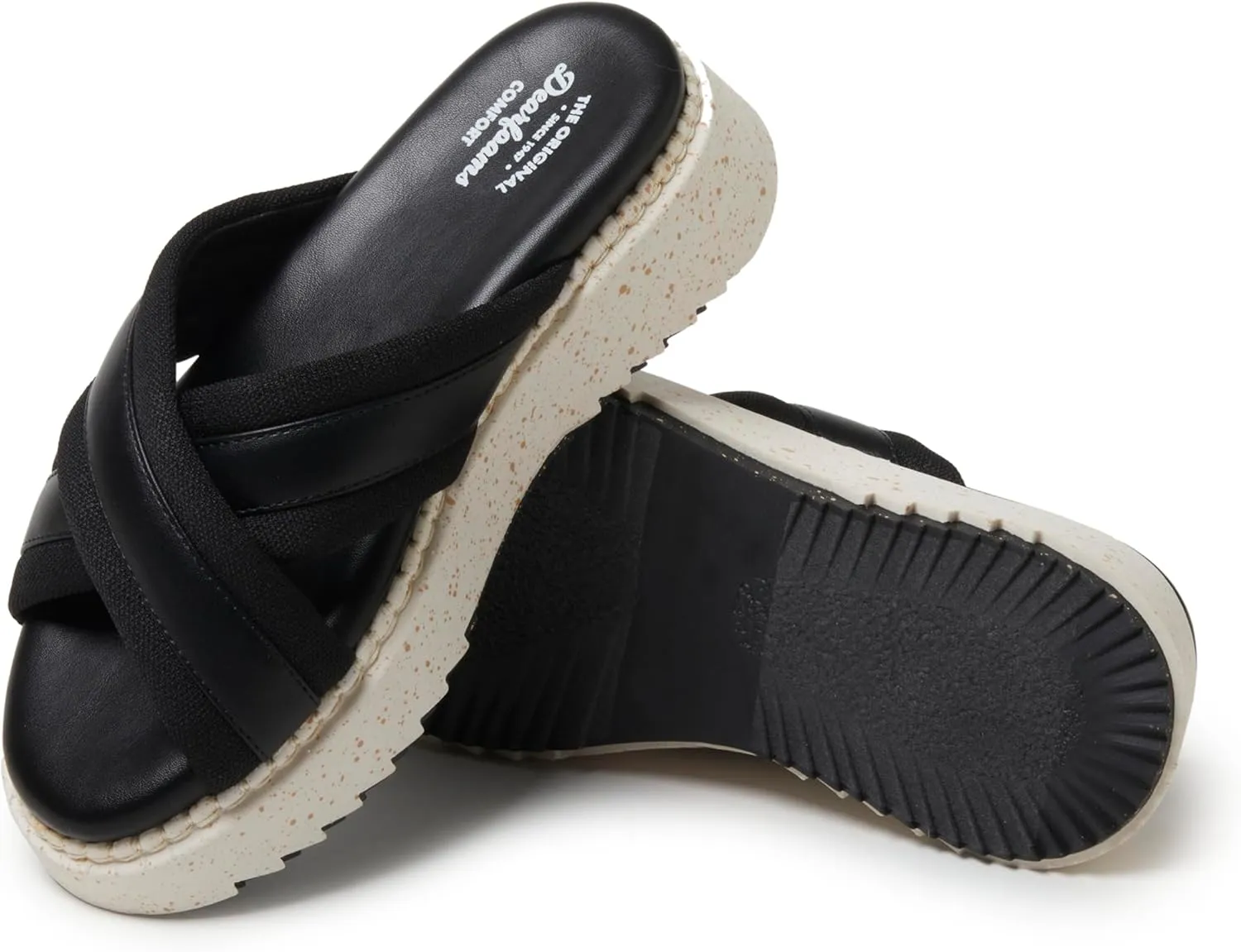 Dearfoams Women's Daisy Wedge Platform Slide Sandal