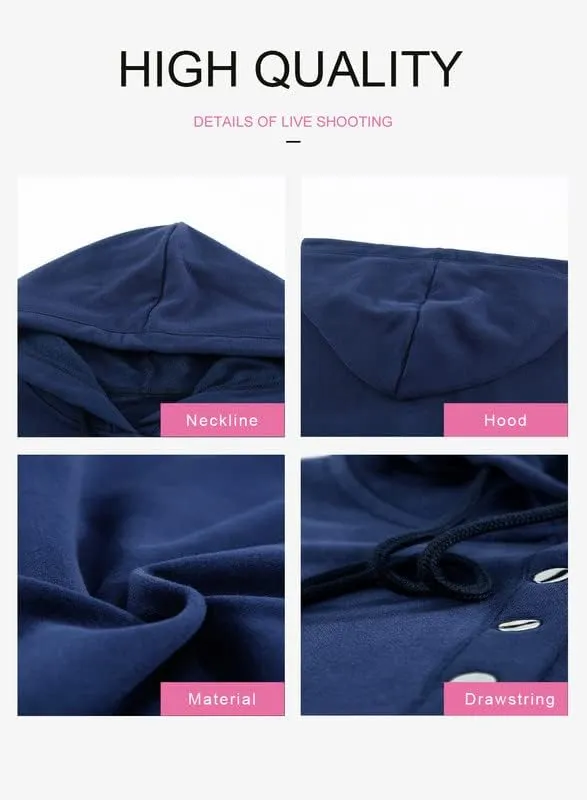 Dokotoo Womens 2025 Hoodies Button Collar Drawstring Hooded Pullover Sweatshirt Casual Long Sleeve Tops Shirts