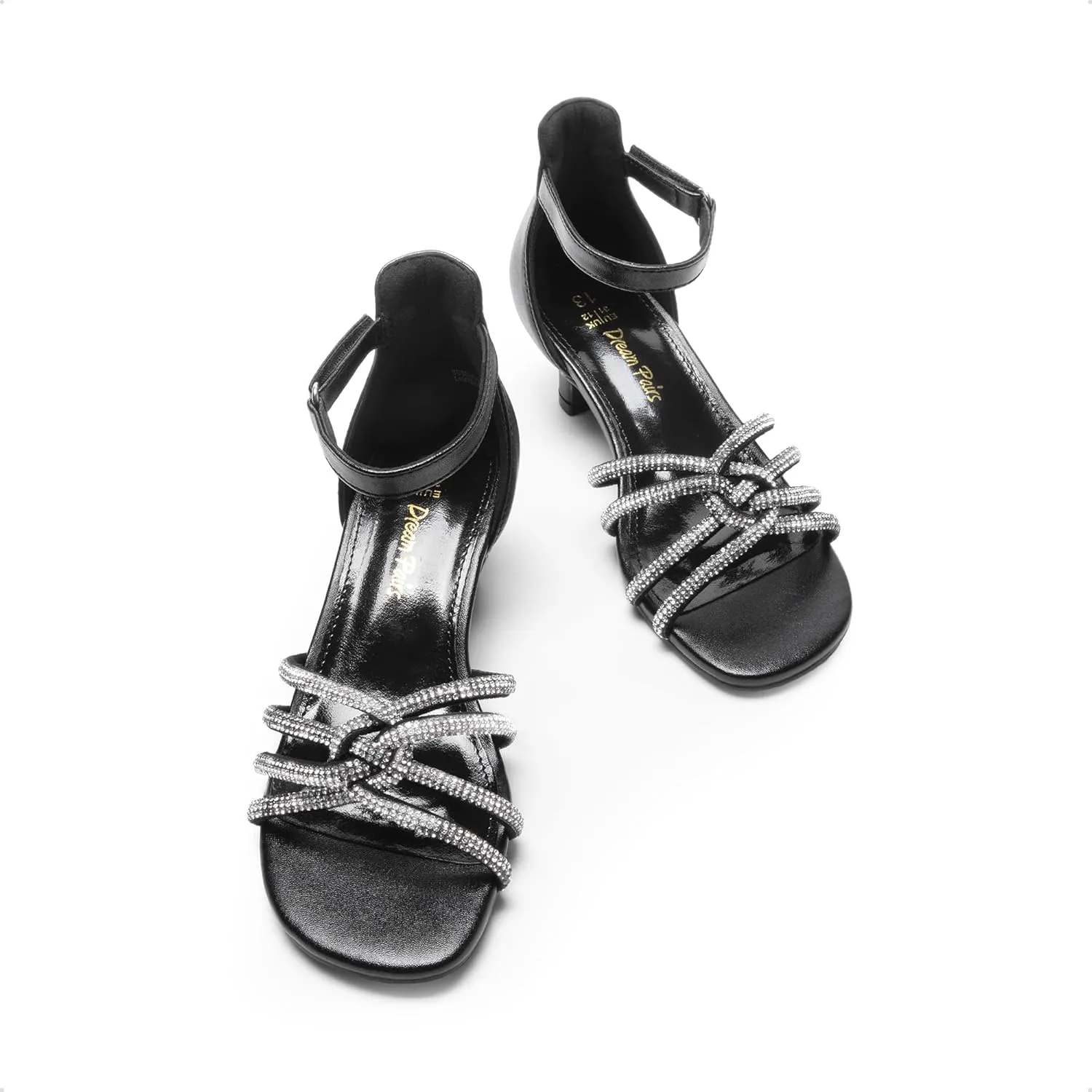 DREAM PAIRS Girls Dress Shoes Sandals Low Heels Ankle Strap Flower Wedding Party Shoes for Little Kid/Big Kid