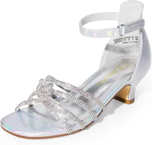 DREAM PAIRS Girls Dress Shoes Sandals Low Heels Ankle Strap Flower Wedding Party Shoes for Little Kid/Big Kid
