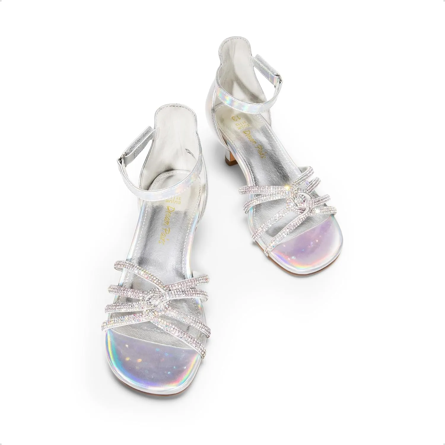 DREAM PAIRS Girls Dress Shoes Sandals Low Heels Ankle Strap Flower Wedding Party Shoes for Little Kid/Big Kid