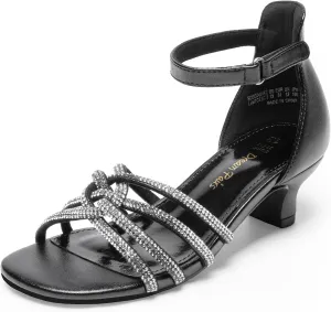 DREAM PAIRS Girls Dress Shoes Sandals Low Heels Ankle Strap Flower Wedding Party Shoes for Little Kid/Big Kid