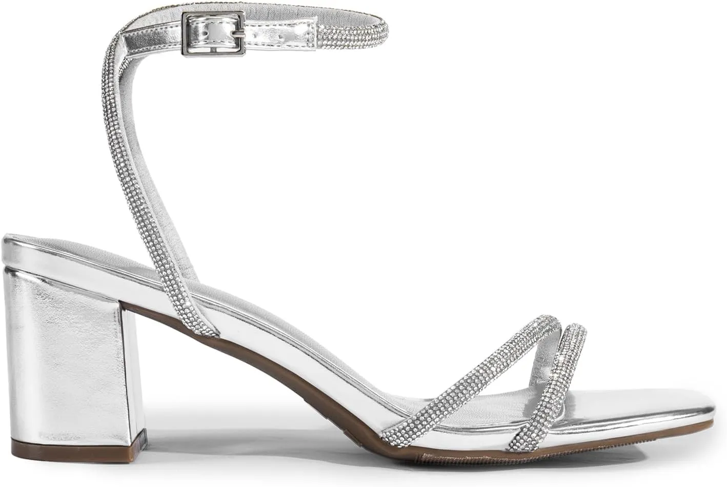 DREAM PAIRS Women's Chunky Strappy Heels Square Open Toe Ankle Buckle Low Heels Sandals for Daily Wedding Party Dress