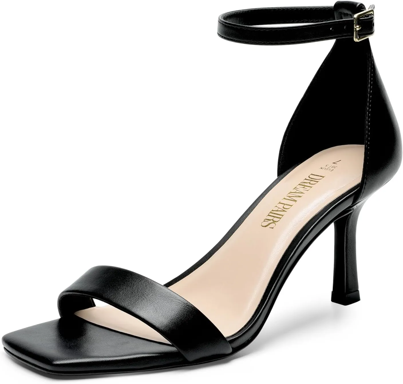 DREAM PAIRS Women's High Stilettos Open Square Toe Ankle Strap Heels Sexy Fashion Comfort Dress Shoes Wedding Bridal Pumps Heeled Sandals