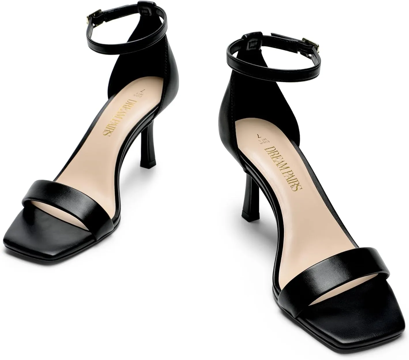 DREAM PAIRS Women's High Stilettos Open Square Toe Ankle Strap Heels Sexy Fashion Comfort Dress Shoes Wedding Bridal Pumps Heeled Sandals