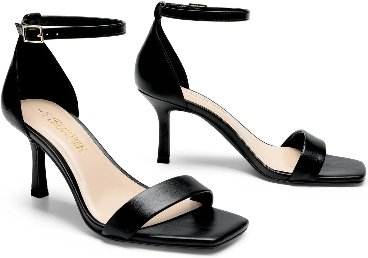 DREAM PAIRS Women's High Stilettos Open Square Toe Ankle Strap Heels Sexy Fashion Comfort Dress Shoes Wedding Bridal Pumps Heeled Sandals