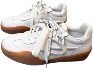 Dual Lace Retro Cute Shoes - Y2K Kawaii Chunky Sneakers for Women & Girls, Comfy Thick Sole Casual Trainers for Campus Bike Rides, Minimalist Streetwear, Back to School, Beach Travel, Birthday Gifts