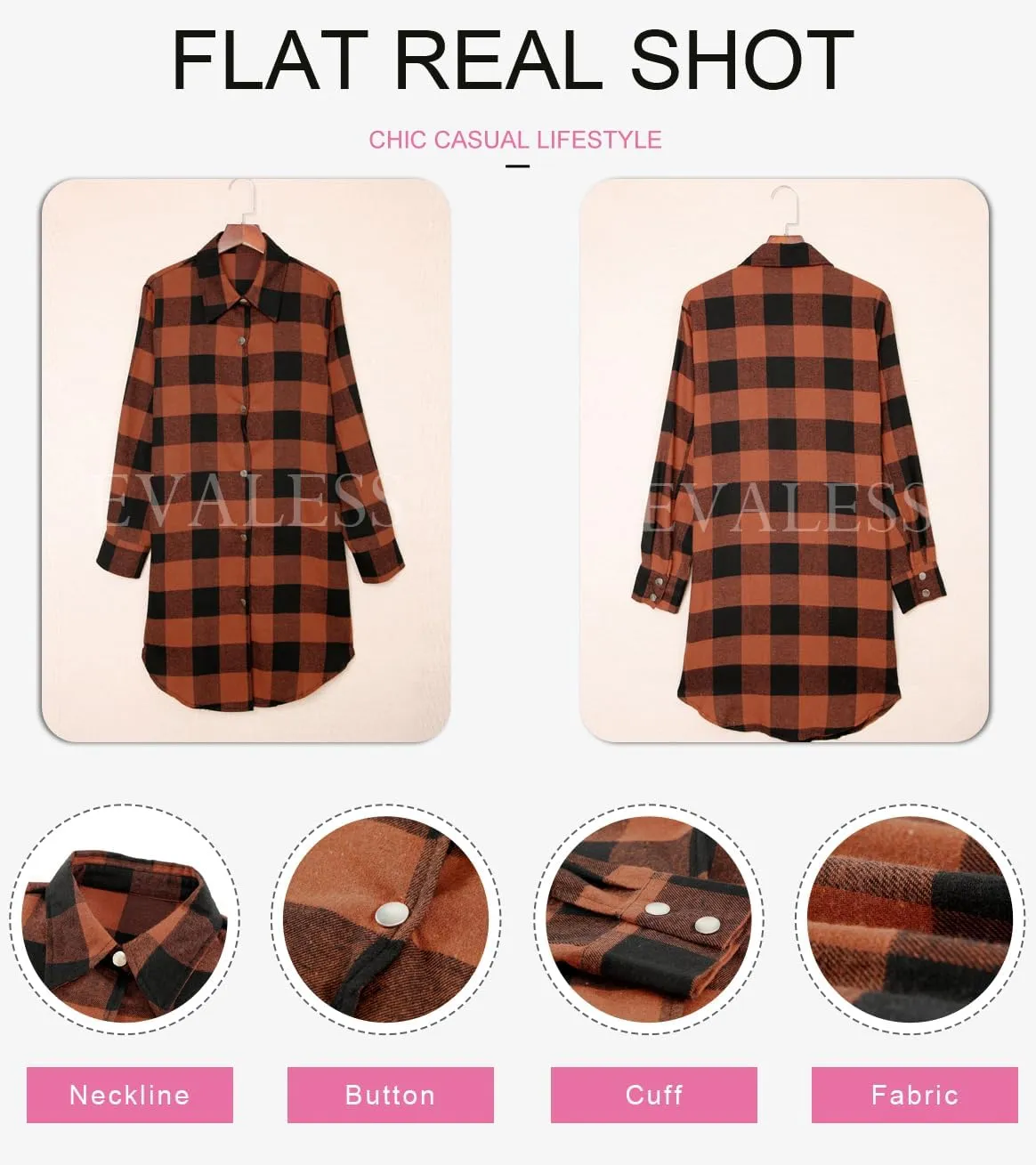 EVALESS Color Block Plaid Shacket Jacket Womens Fall Clothes Fashion Outfits