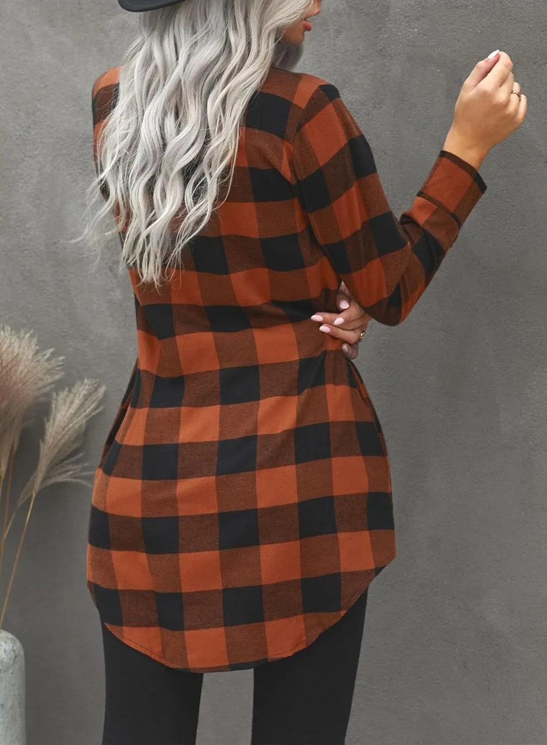 EVALESS Color Block Plaid Shacket Jacket Womens Fall Clothes Fashion Outfits