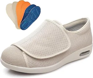 Extra Wide Walking Sneakers, Lightweight Comfort Elderly Shoes, Orthopedic Comfy Casual Slippers, with Adjustable Closure, Ideal for Diabetes, Edema, Swollen Feet