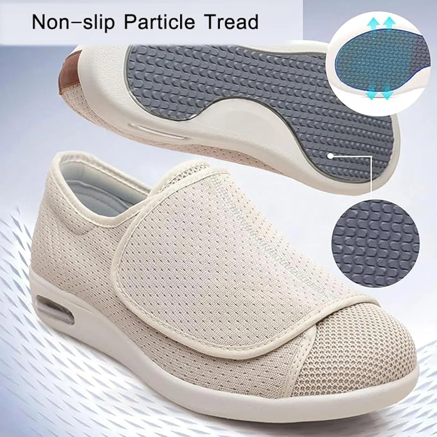 Extra Wide Walking Sneakers, Lightweight Comfort Elderly Shoes, Orthopedic Comfy Casual Slippers, with Adjustable Closure, Ideal for Diabetes, Edema, Swollen Feet