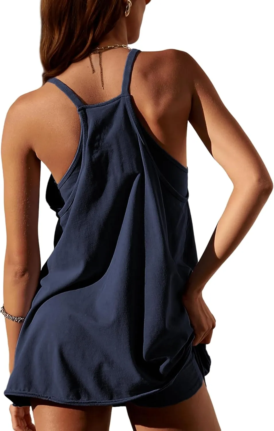 Faleave Women's Summer Sleeveless Mini Dress Athletic Dress Spaghetti Strap Short Tennis Dress with Pockets