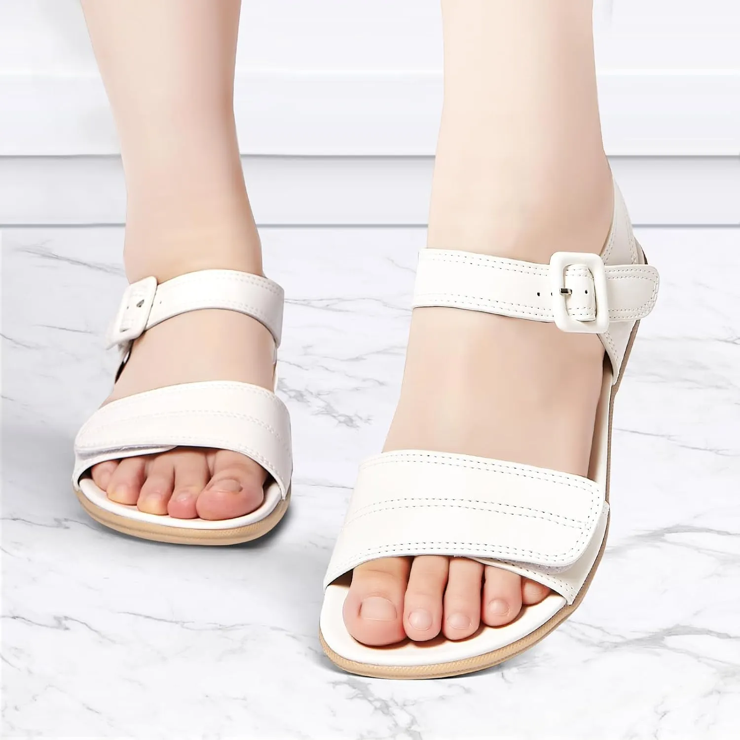Flat Sandals for Women Dressy - Comfortable Walking Summer Womens Sandal