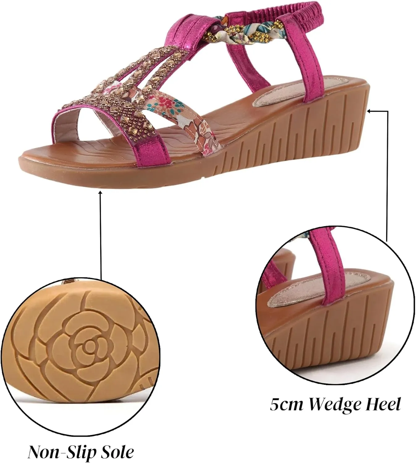 Flat Sandals for Women Dressy Rhinestone Ankle-Strap Summer Walking Sandals Arch Support Comfortable Open Toe Fashion Sandals