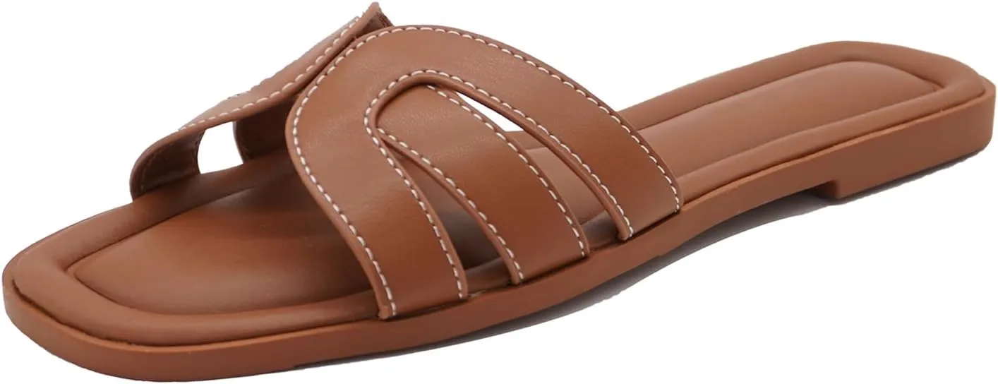 Flat Womens Sandals Flat Slide Sandals Women Black Brown White Sandals Size 6-11