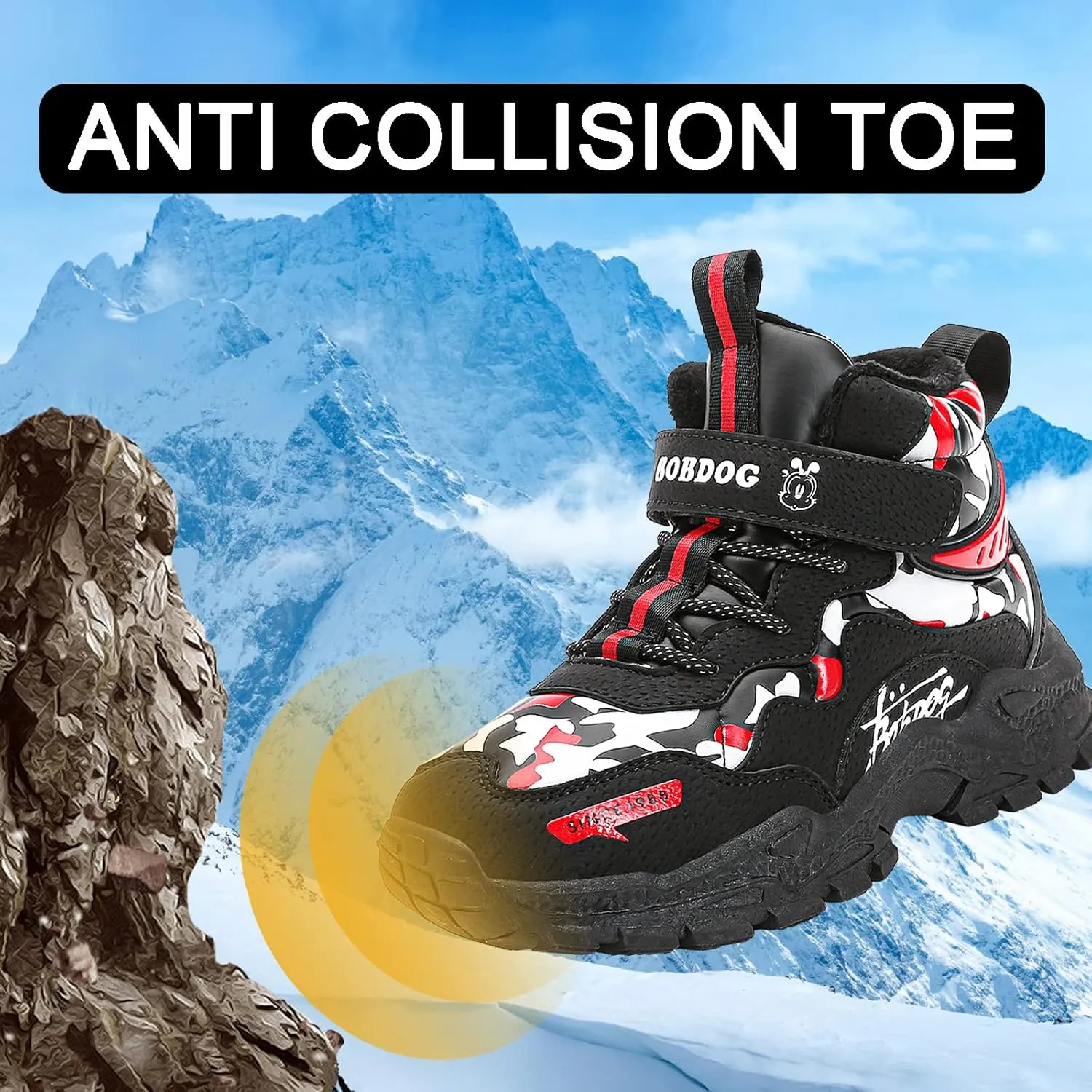 FLIOZY Kids Hiking Boots Boys Girls Winter Snow Boots Non Slip Warm Snow Sports Shoes Outdoor Walking Climbing Sneaker