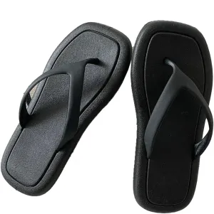 Flip Flops for Women Trendy Solid Color Beach Sandals Comfortable Anti Slip Sandal Square Toe Flip Flops for Outdoor Indoor