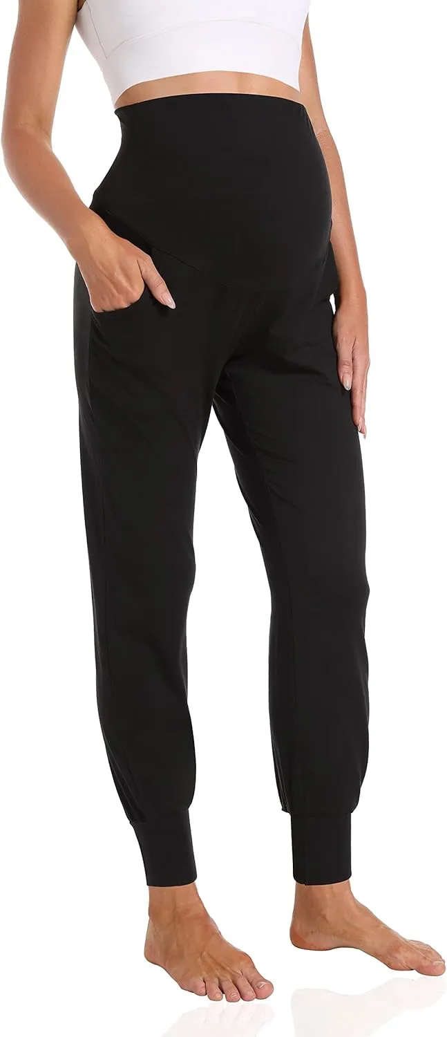 Foucome Women's Maternity Pants Stretchy Jogger Sweatpants Comfy Casual Pregnancy Workout Lounge Pants with Pockets