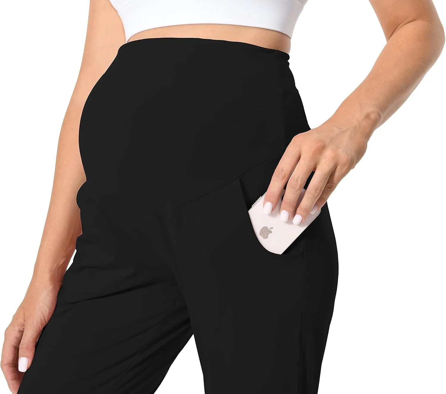 Foucome Women's Maternity Pants Stretchy Jogger Sweatpants Comfy Casual Pregnancy Workout Lounge Pants with Pockets