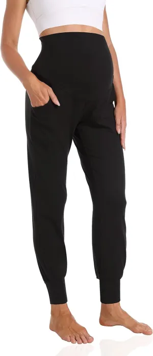 Foucome Women's Maternity Pants Stretchy Jogger Sweatpants Comfy Casual Pregnancy Workout Lounge Pants with Pockets