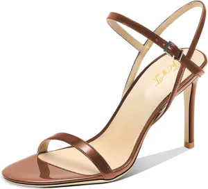 FOWT Women Sexy Single Strap Open Toe Sandals High Stiletto Heel Ankle Strap Buckle Summer Party Prom Vacation Dress Shoes Size 4-16 US