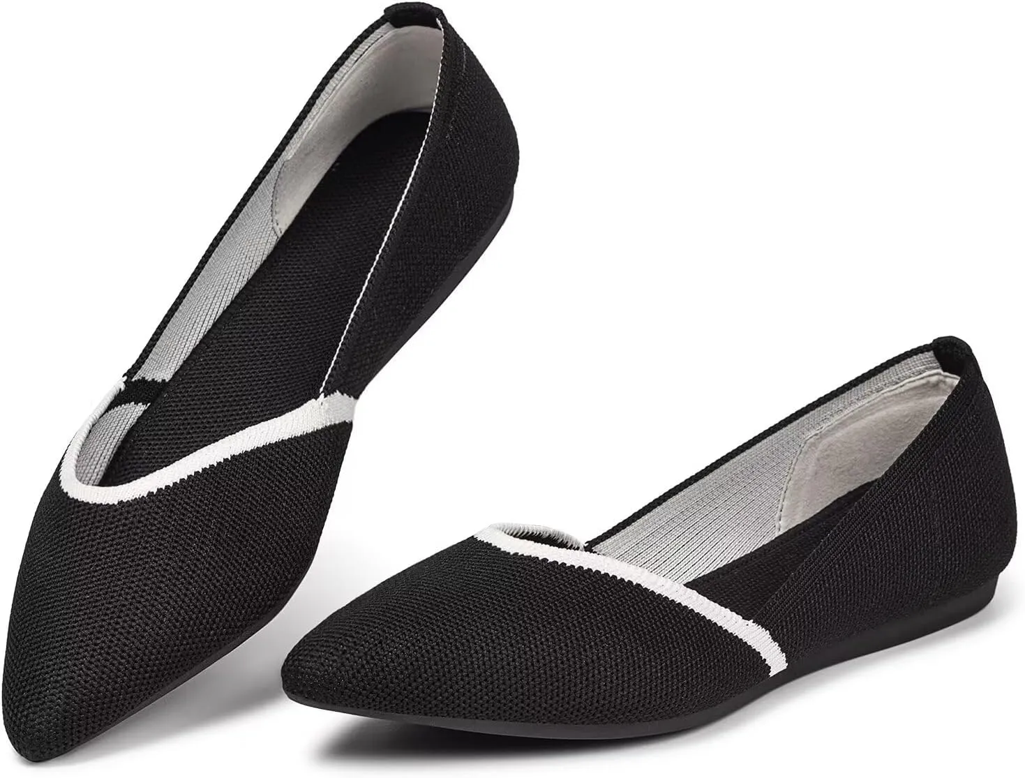 Frank Mully Womens Flat Shoes Classic Pointed Toe Flats Knitted Dress Shoes Soft Flats for Woman Comfortable Dressy