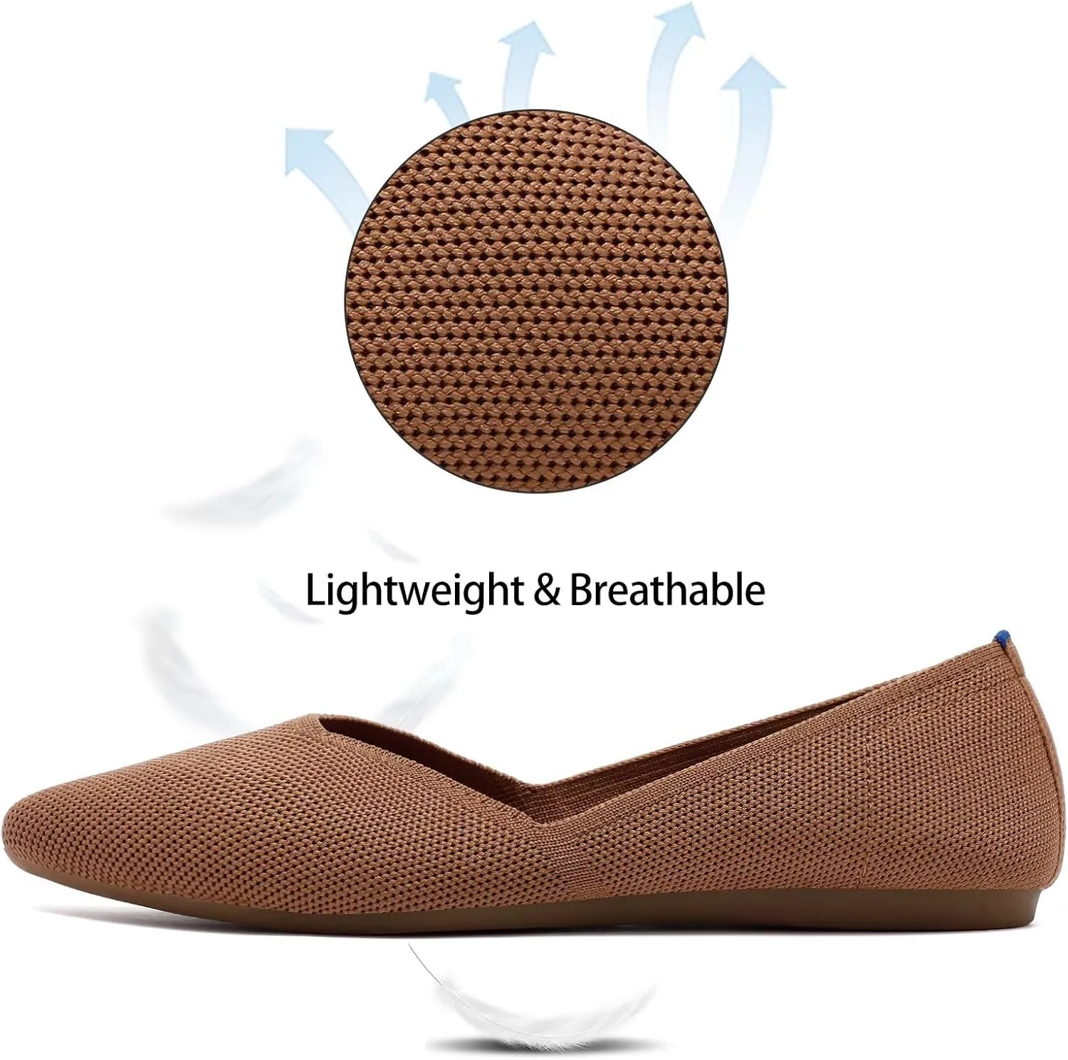Frank Mully Womens Flat Shoes Classic Pointed Toe Flats Knitted Dress Shoes Soft Flats for Woman Comfortable Dressy