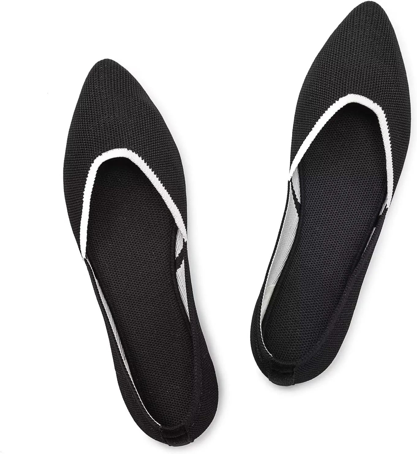 Frank Mully Womens Flat Shoes Classic Pointed Toe Flats Knitted Dress Shoes Soft Flats for Woman Comfortable Dressy